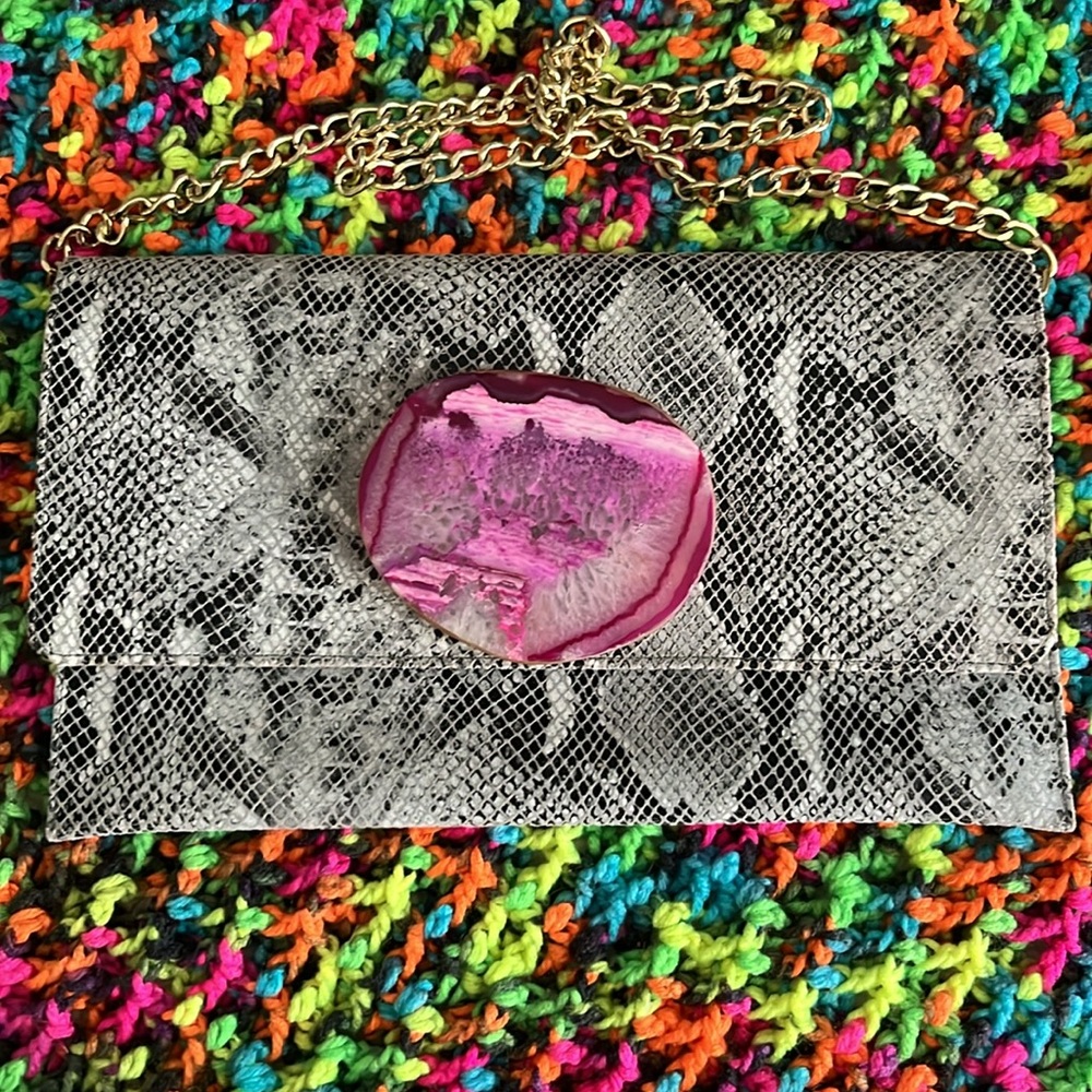 RARE Cartera Smach Serpiente Gris Clutch *One of a Kind*